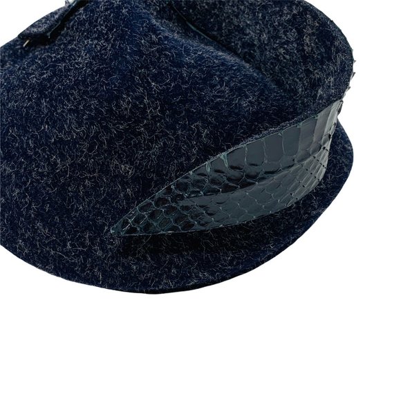 Vintage 1950s Navy Wool Architectural Cap Colby Hat